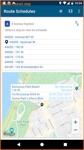 NYC Bus Schedules screenshot