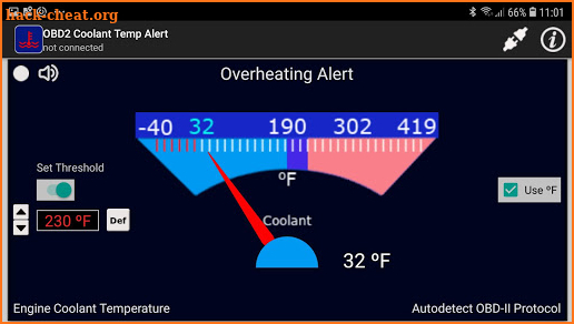 OBD2 Coolant Temperature Alert screenshot