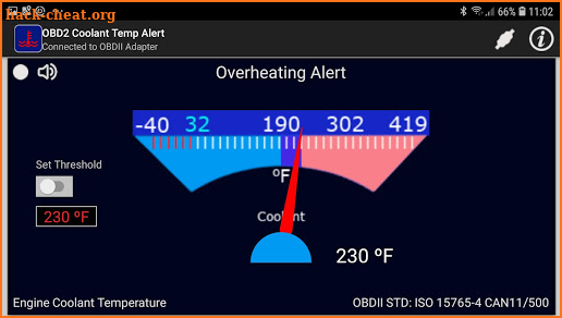 OBD2 Coolant Temperature Alert screenshot