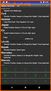 OBDII Trouble Codes screenshot