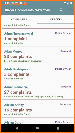 Officer Complaints New York screenshot