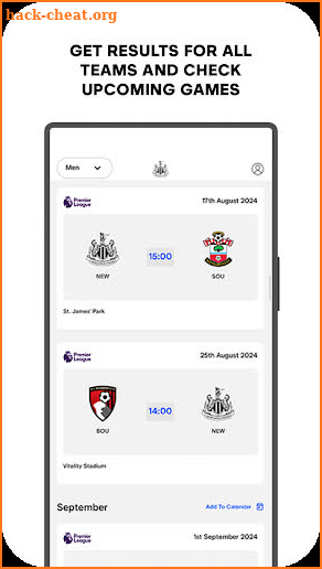 Official Newcastle United App screenshot