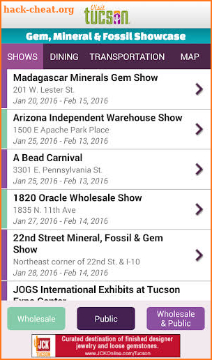 Official Tucson Gem Show Guide screenshot