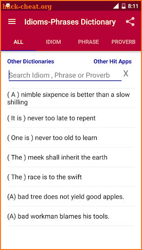 Offline Idioms & Phrases Dictionary screenshot
