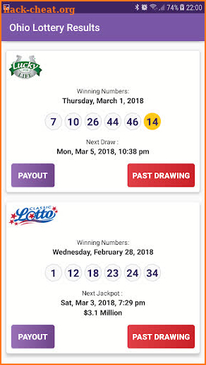 Ohio Lottery Results screenshot