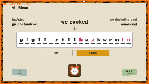 Ojibwe Conjugation screenshot
