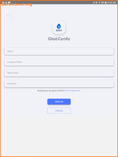 Oloid Certify screenshot