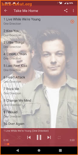 one direction all songs screenshot