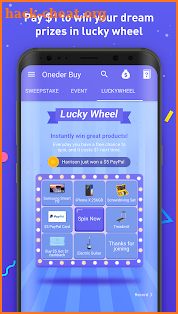 Oneder Buy - Pay $1 win lucky prize in Sweepstakes screenshot