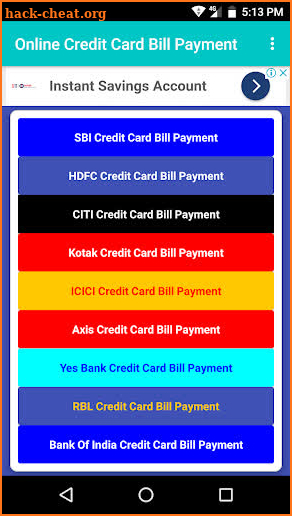 Online Credit Card Bill Payment screenshot