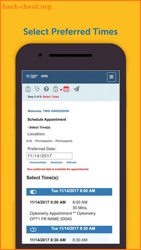 Online Patient Self Scheduling screenshot