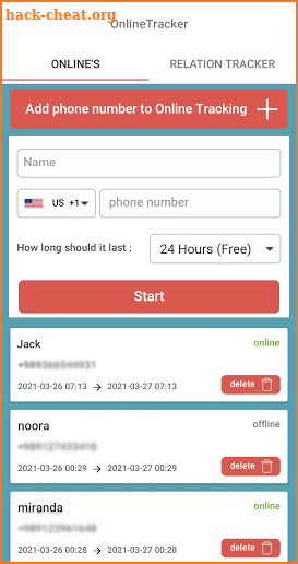 Online Tracker screenshot