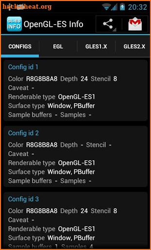 OpenGL-ES Info screenshot