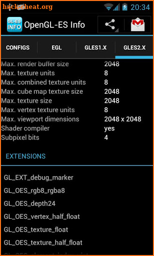 OpenGL-ES Info screenshot