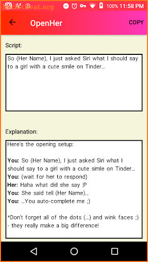 OpenHer - Tinder Online Dating App Cheat Guide screenshot