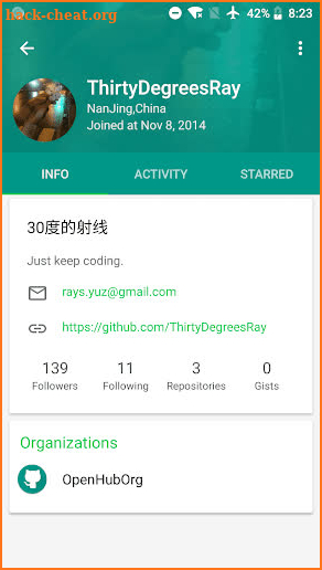 OpenHub for GitHub screenshot