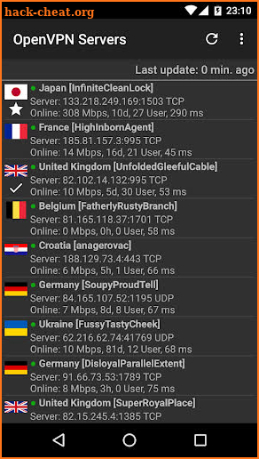 OpenVPN Servers screenshot