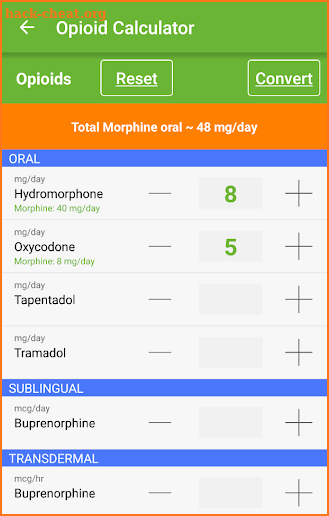 Opioid Calculator screenshot