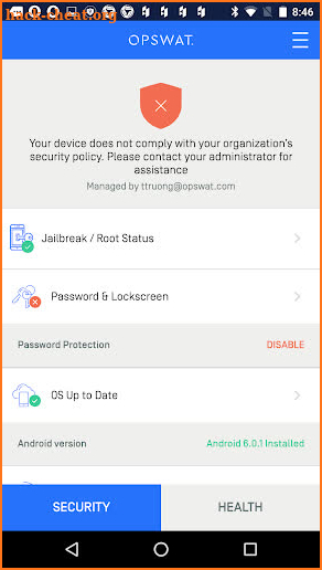 OPSWAT Mobile App screenshot