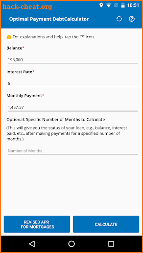 Optimal Payment Debt Calculator screenshot