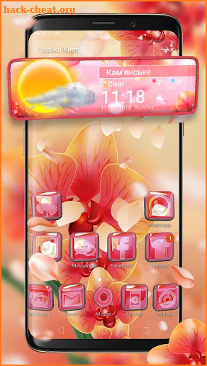 Orange Orchid Flying Petals Theme screenshot