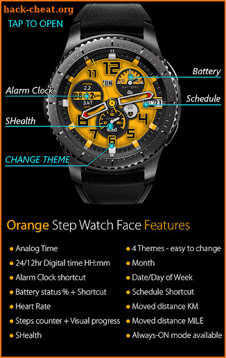 Orange Step Watch Face screenshot