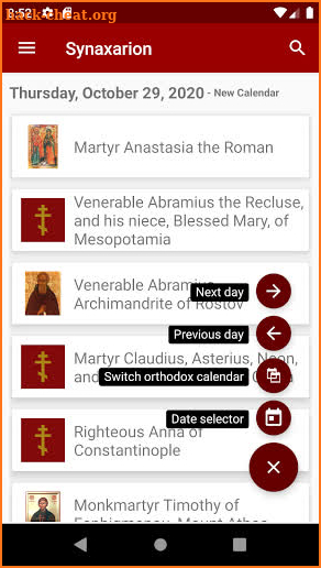 Orthodox Synaxarion screenshot