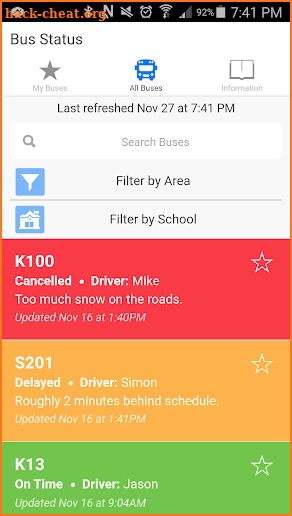 Osseo Area Schools Bus Status screenshot