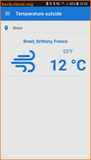Outside temperature screenshot