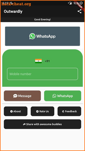 Outwardly - Whatsapp without adding contact number screenshot