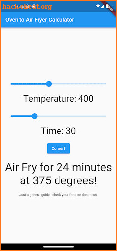 Oven to Air Fryer Calculator screenshot