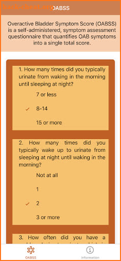Overactive Bladder Symptom Score - Urine Tracker screenshot