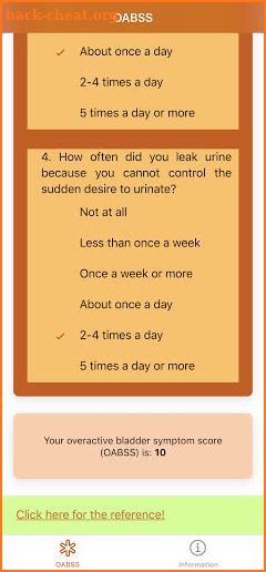 Overactive Bladder Symptom Score - Urine Tracker screenshot