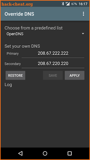 Override DNS (a DNS changer) screenshot