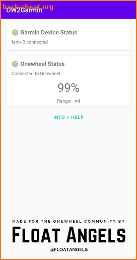 OW2Garmin: Onewheel battery status on your watch screenshot