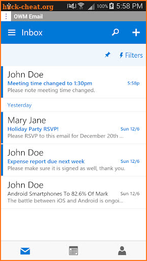 OWM for Outlook OWA 2016 Email screenshot