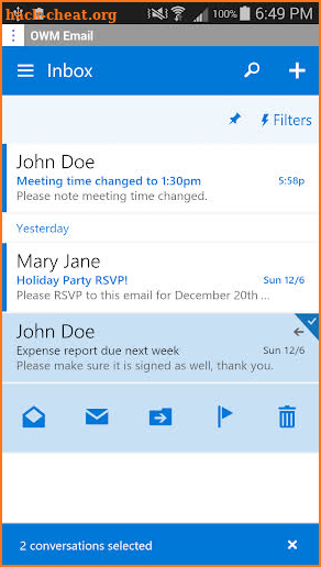 OWM for Outlook OWA 2016 Email screenshot