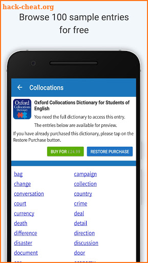 Oxford Collocations Dictionary screenshot