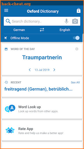Oxford German Dictionary screenshot