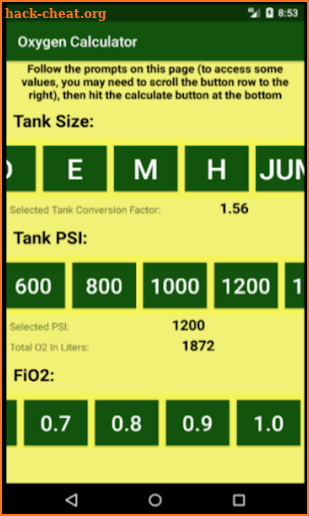 Oxygen Calculator screenshot