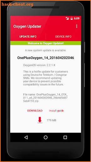 Oxygen Updater screenshot