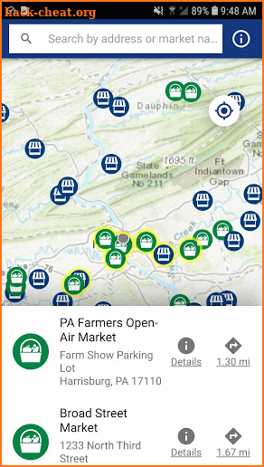 PA FMNP Market Locator screenshot