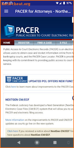 PACER for Attorneys-NorthEast screenshot