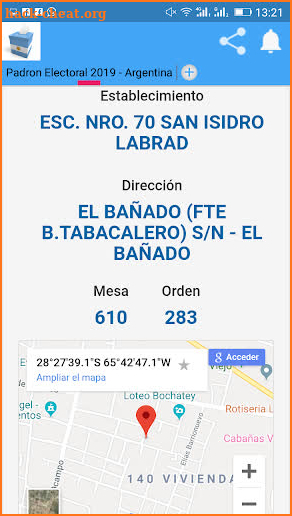 Padrón Electoral 2019 screenshot