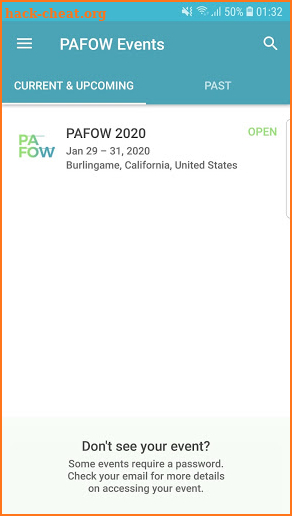 PAFOW Events screenshot