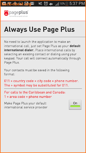 Page Plus Global Dialer screenshot