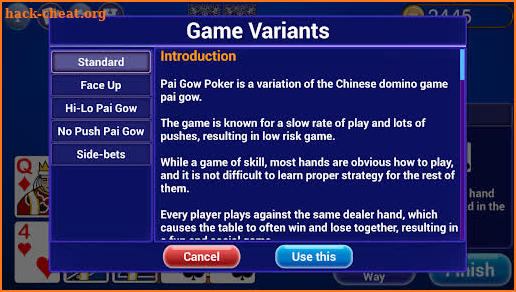 Pai Gow Poker Trainer screenshot