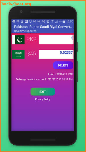 Pakistani Rupee Saudi Riyal Converter - PKR & SAR screenshot