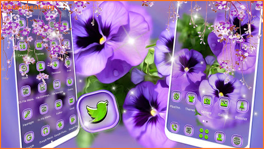 Pansy Flower Purple Theme screenshot
