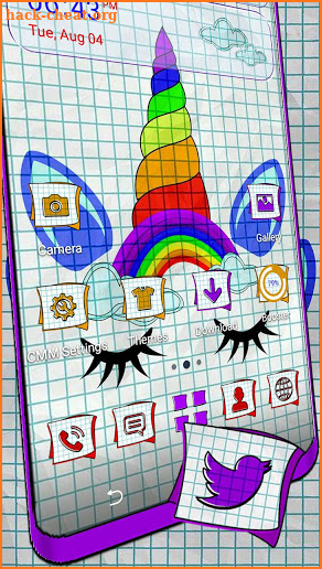 Paper Rainbow Unicorn Launcher Theme screenshot